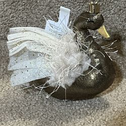 Wondershop fabric Swan Christmas ornament Gold  Crown Sequin