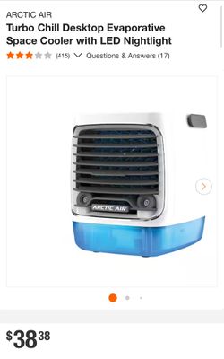 Turbo Chill Desktop Evaporative Space Cooler with LED Nightlight