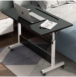 Fold Out Standing Office Desk with Wheel in a Modern Style, Black, 31.5"L × 16"W x 34"H,
