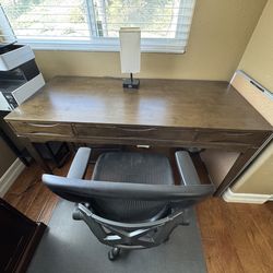 Office Desk with Chair and Lamp