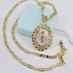 San Judas Tadeo Y Cadena Chapado En Oro Italiano/Saint Jude Thaddeus, And Italian Gold Plated Chain