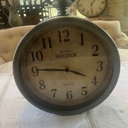 Vintage Style Double Sided Railroad Clock Reads Hotel Brighton Paris