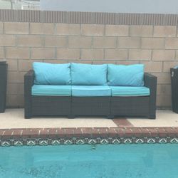  Rattan Sofa And planters