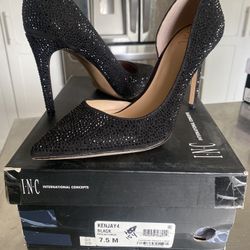 Black Rhinestone Stiletto Heels - 7.5