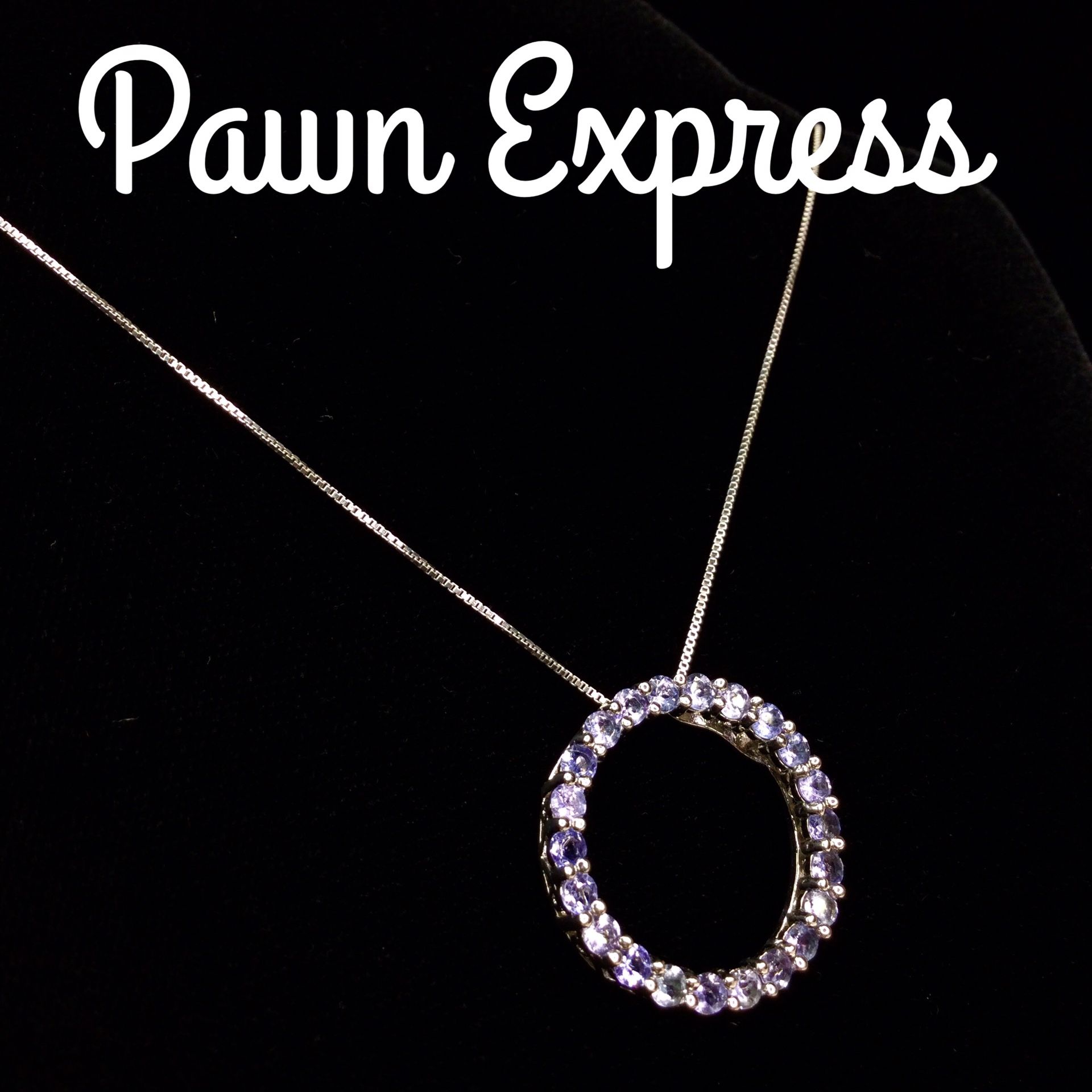 Sterling Silver Tanzanite Circle Pendant Necklace Set