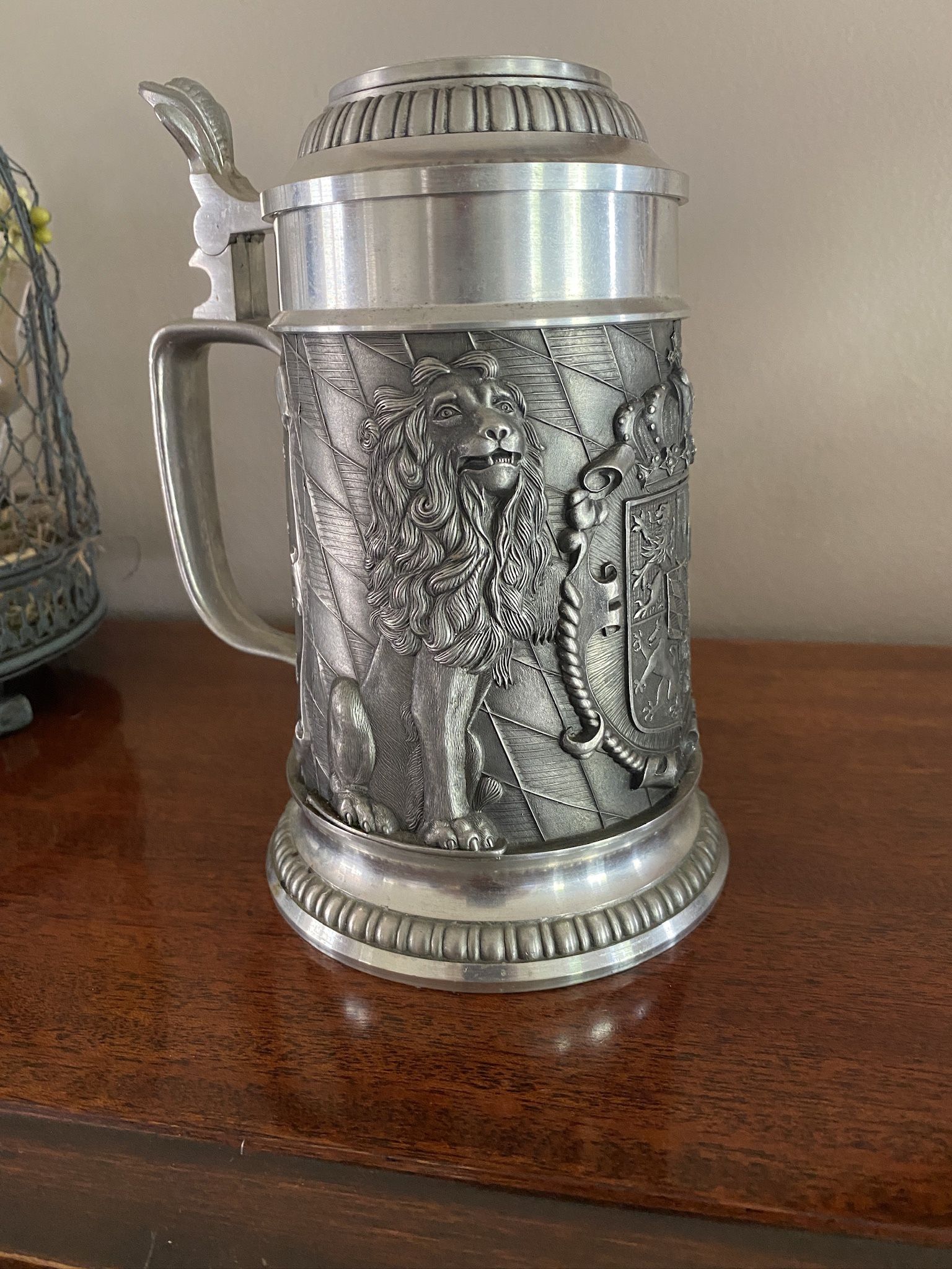 Pewter Beer Stein With Hinged Lid
