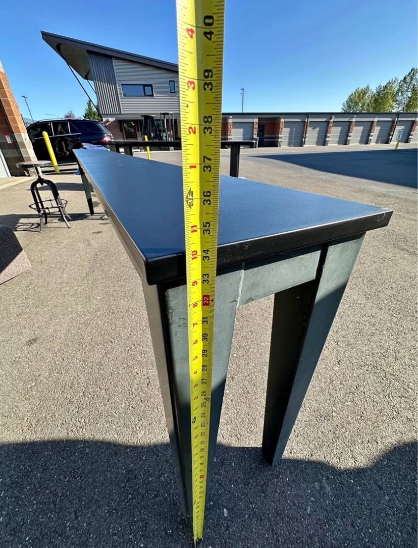 12 Foot Long Counter Height Bar Table/Console with Steel Base