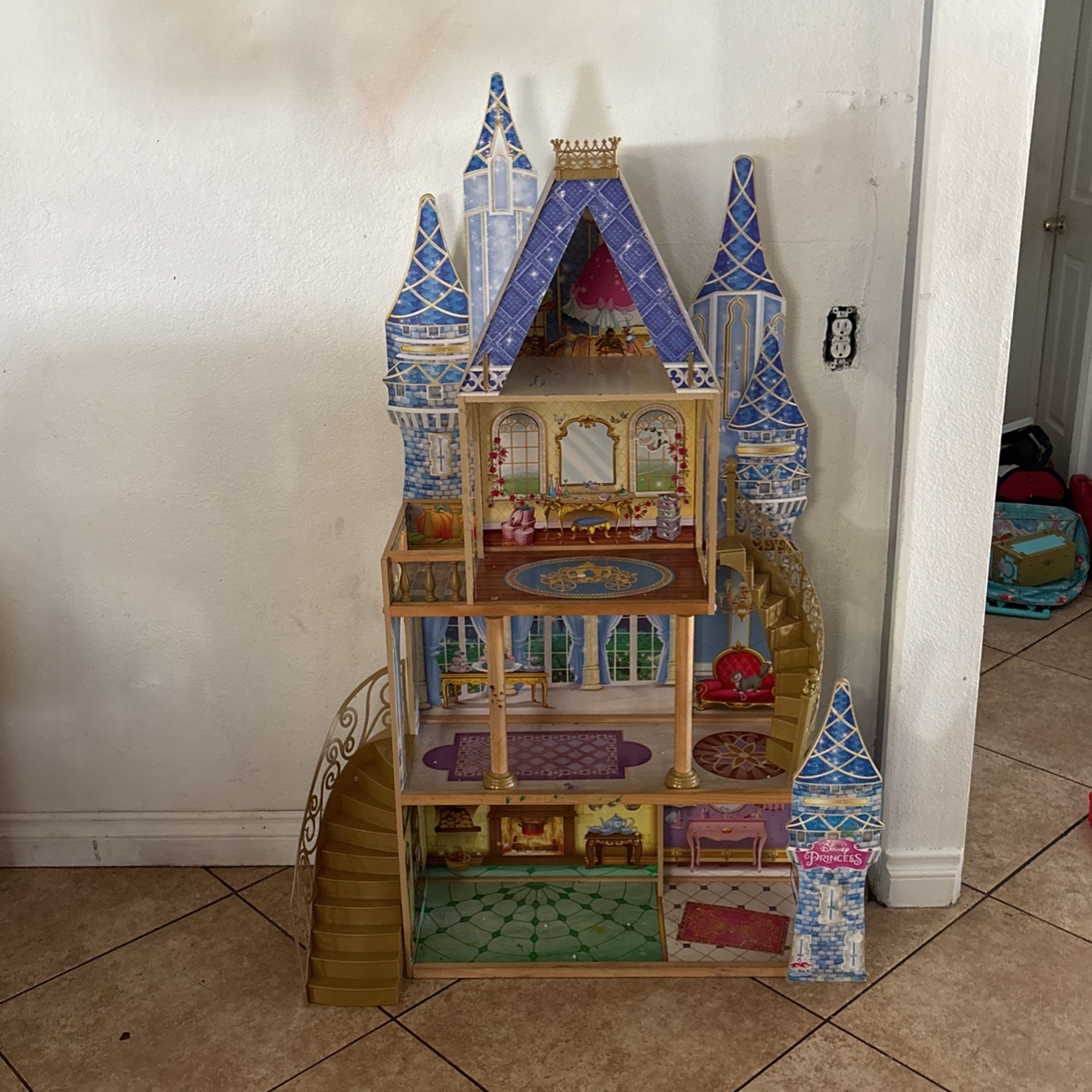 KidKraft Disney® Princess Cinderella Royal Dream Wooden Castle Dollhouse, Over 4 Feet Tall