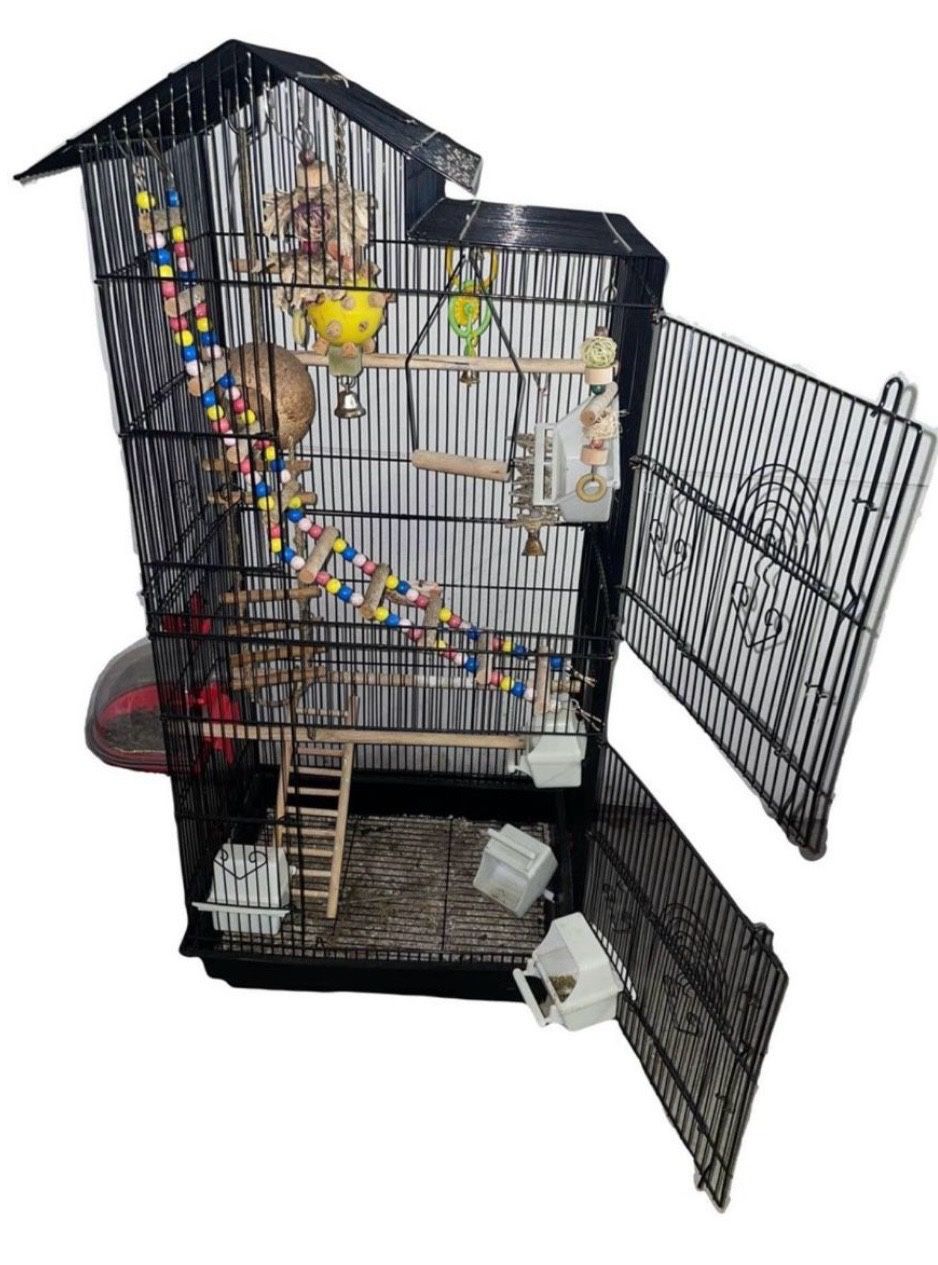 Multi-level Bird Cage With Lots Of Extras!