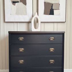 Refinished Vintage dresser, black.  Permacraft Brand