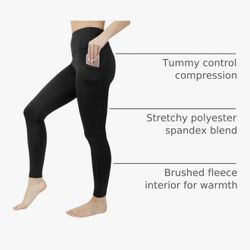 High Waist Fleece Lined Leggings - L