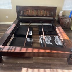 Solid Wood Queen Bed Frame And End Tables  From Bali
