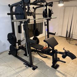Vesta Fitness Smith Machine 2001 w/Bench Attachment | 230lb Bumpers Weights | 7ft Olympic Bar | Fitness | Gym Equipment | FREE DELIVERY & INSTALL🚚 
