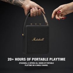 Marshall Stockwell II Portable Bluetooth Speaker, Black and Brass