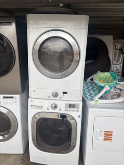 Lg Stackable Washer and gas dryer Excellent working condition Heavy duty W27 D30 H78 Washer 4.5 cu ft Dryer 7.3 cu fit 3 months warranty parts and
