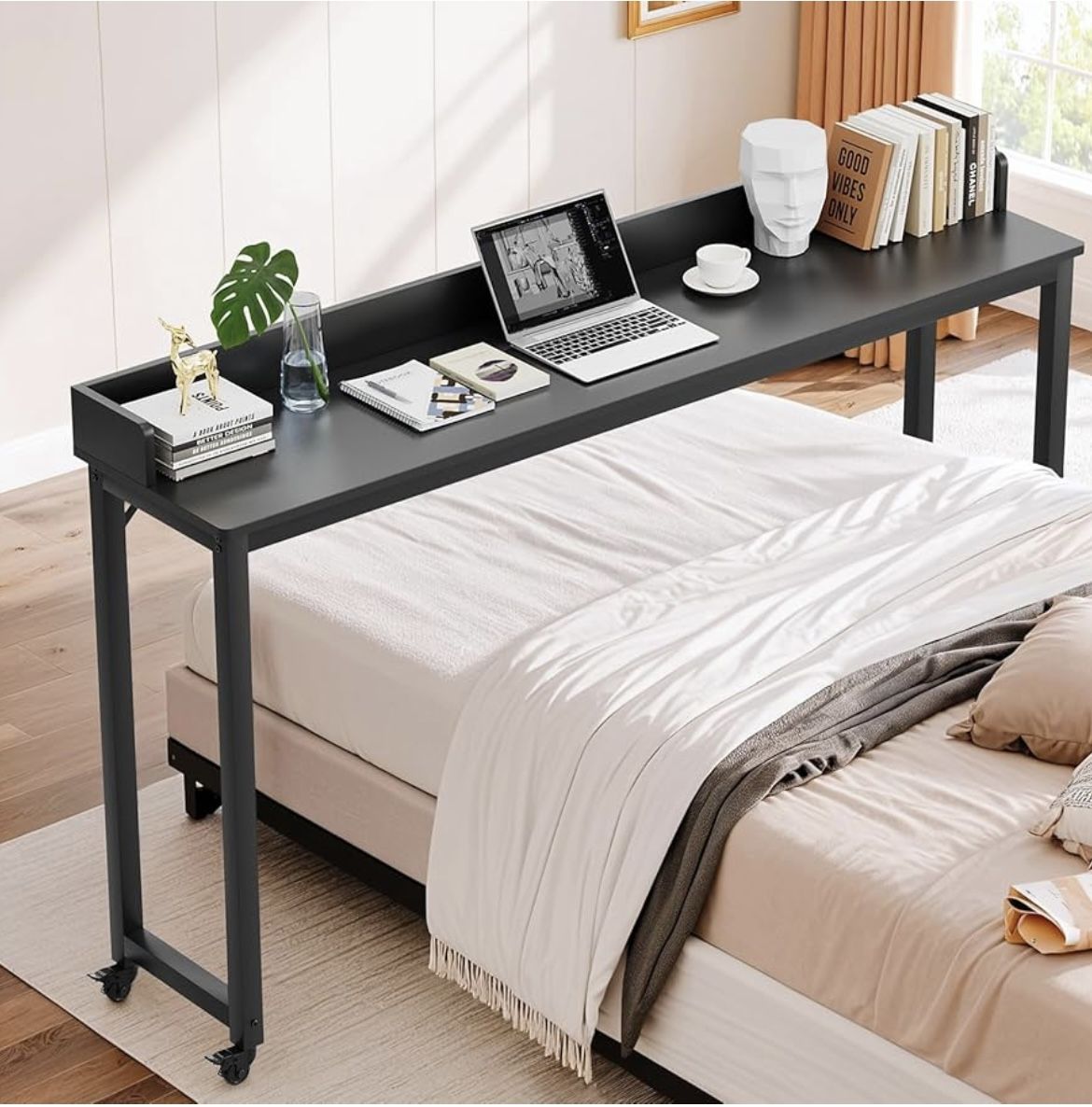 Black Multi-Functional Table With Wheels
