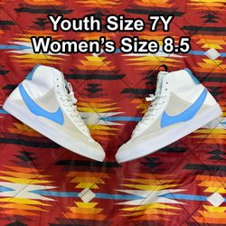 Nike Blazer Mid 77 GS Youth 7Y Womens 8.5 Dance White University Blue DH8640-104