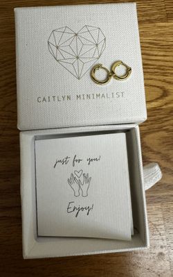 Caitlyn Minimalist Huggie 925 Gold Hoop Earrings w/Box
