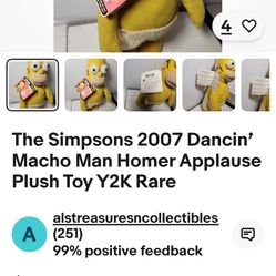 Homer Singing /dancing Macho Man Plush $$95 Or Best Offer