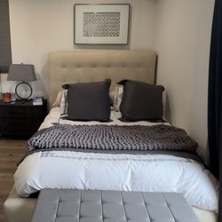 Cream bed frame from pottery barn