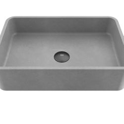 VIGO Cordoba Gothic 20" L x 13" W x 5" H Over The Counter Concrete Rectangular Vessel Bathroom Sink in Ash Gray -VG04062