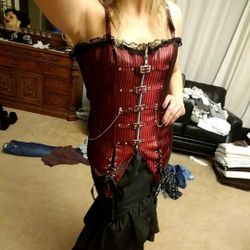 Pinstripe Circus Corset Brand New M/L Halloween