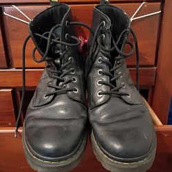 Dr. Martens Luana smooth leather lace-up boots in black.