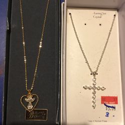 Gold Angel Necklace And Silver Cross Necklace