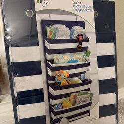InterDesign ID Jr. Navy and White Striped Over Door Organizer - NEW IN PACKAGING