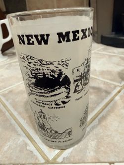 vintage Hazel Atlas New Mexico state frosted drinking glass from the 1960s