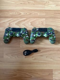 Sony DualShock 4 Wireless Controller Green Camo Lot of 2 w/ USB Cable *New*