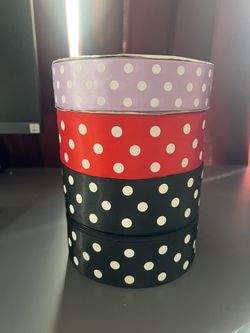 5cm Polka Dot Polyester Ribbon – 100 Yards Roll | Red / Black | Clearance $15