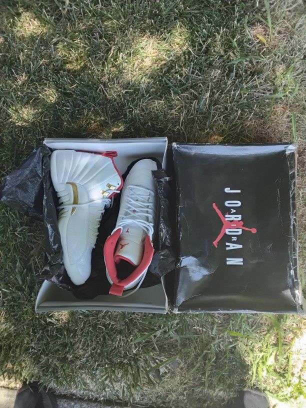 Jordan Xll Fiba Red White And Gold Size 11' Just Like New