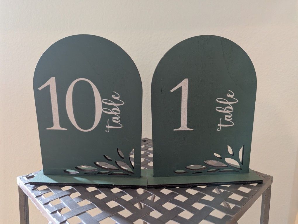 Wedding table numbers #1-10, 2 sets