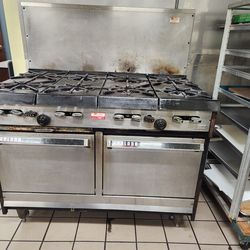 Garland natural gas 8 burner 2 oven commercial stove 1500 OBO