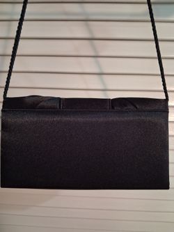 Black Satin Evening Clutch with Shoulder Strap