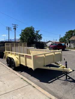  Sky Trailers Utility Trailer 8.5X14X2 Tandem Axle Yellow