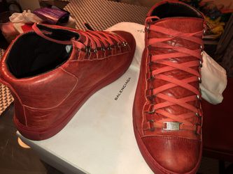 Balenciaga Arena Creased Leather High Top Sneakers - Red 40 for Sale Miramar, FL OfferUp