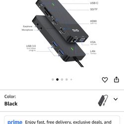 Docking Station GIQ USB C HUB USB 3.0 to Dual HDMI VGA Adapter Triple Display USB C Laptop Docking Station Dual Monitor HDMI Splitter Extender Compati