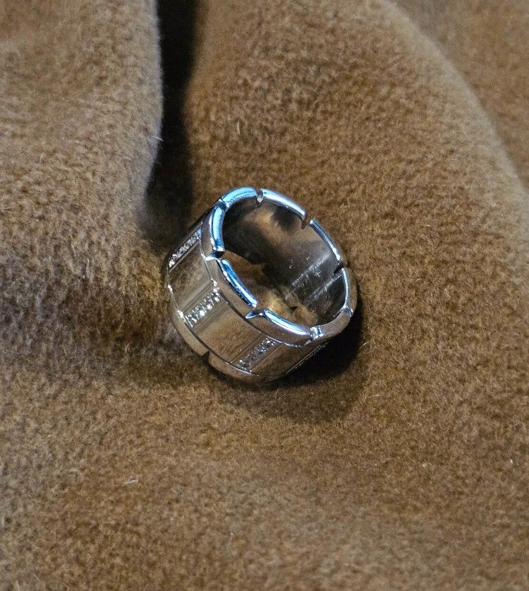 CARTIER "TANK" FRANCHISE RING 18K WHITE GOLD & DIAMONDS