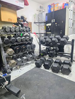 Full Dumbbell Set up 5lbs - 110lbs Rubber coated