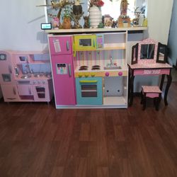 Wooden Play Kitchen  & Vanity Set 