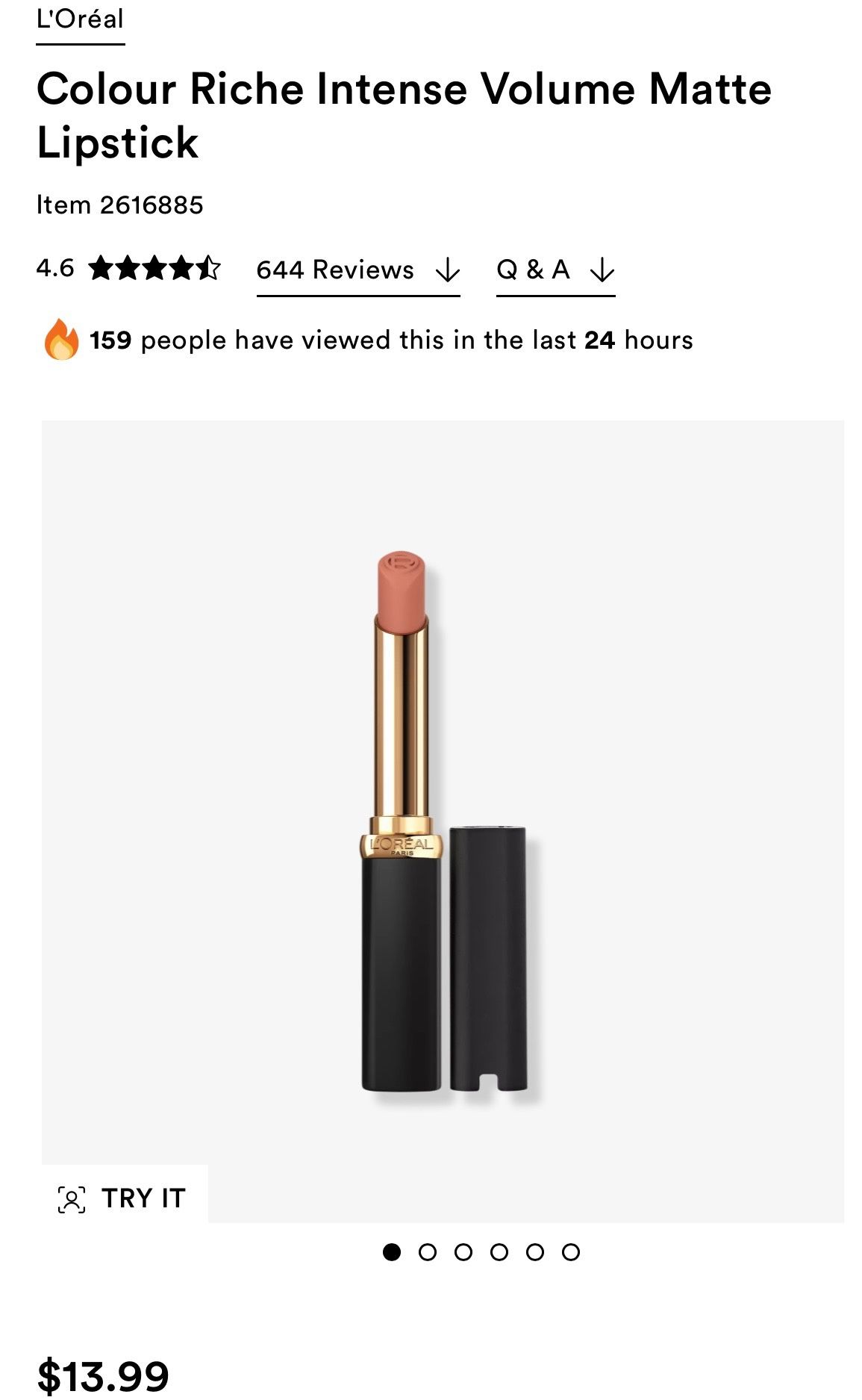 Loreal matte lipstick shade 105 nude resilience