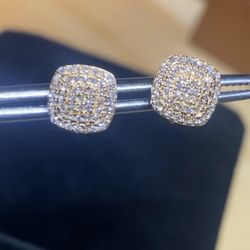 Hand Made Square .13ct VS Gold Earrings 