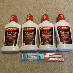 4 Colgate Mouthwash and Toothbrush
