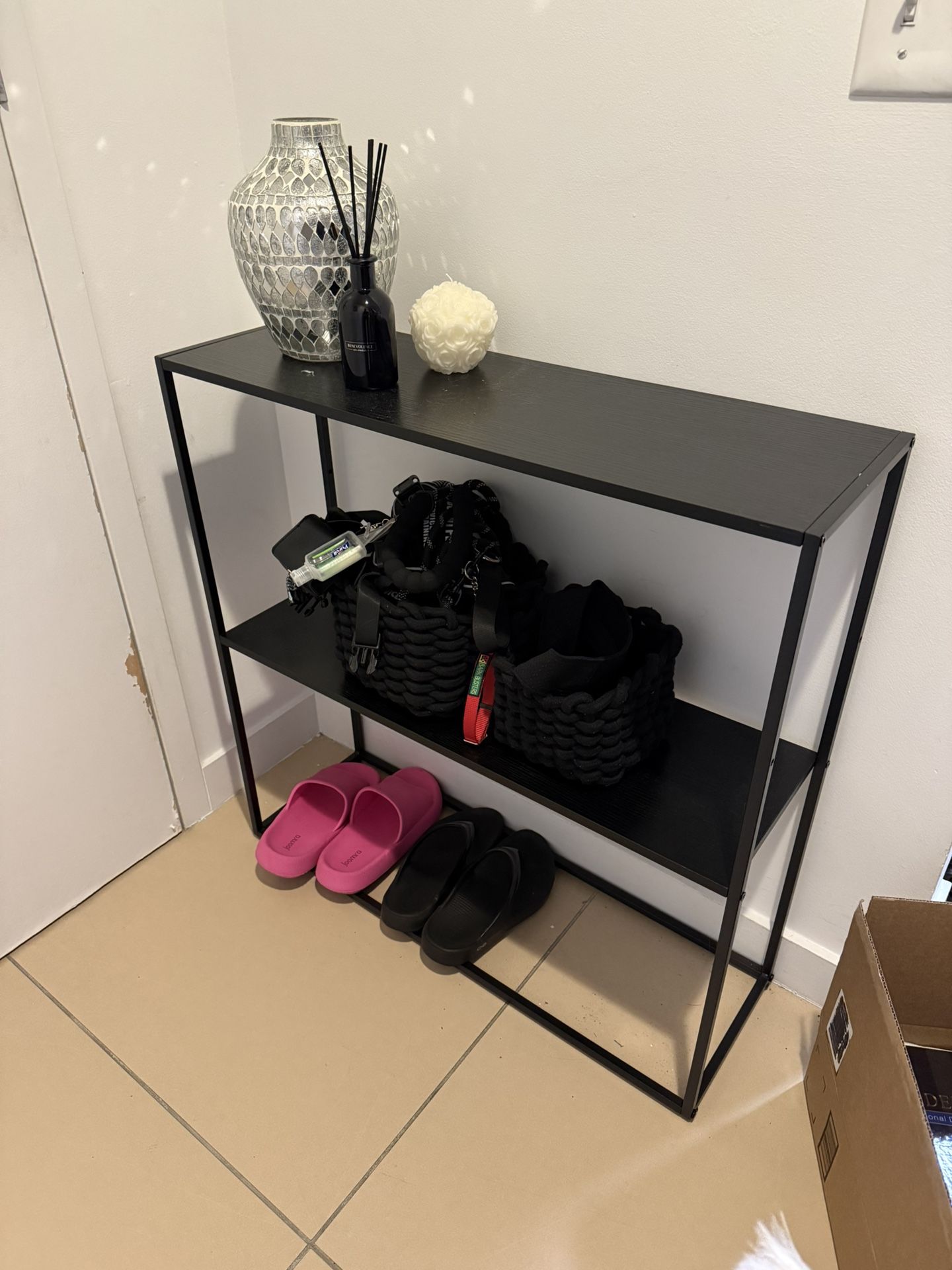 Black Console Table w/ Shelves