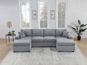 💥 Hot Deal Gray U-Style Double Chaise Sofa Sectional