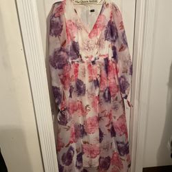 Pretty Pastel Maxi Dress Size 1X-USED, BUT IN GOOD CONDITION 