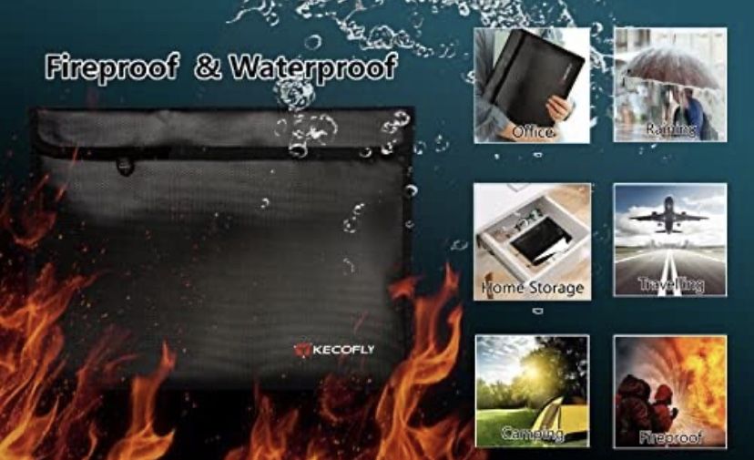 NEW Fireproof and Waterproof Document Bag - Large 15”x11”