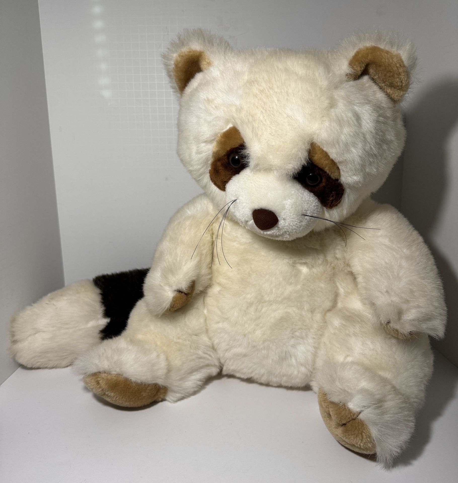 Vintage • Etone 1983 • White Albino Racoon • 19” Jumbo Large Plush Animal